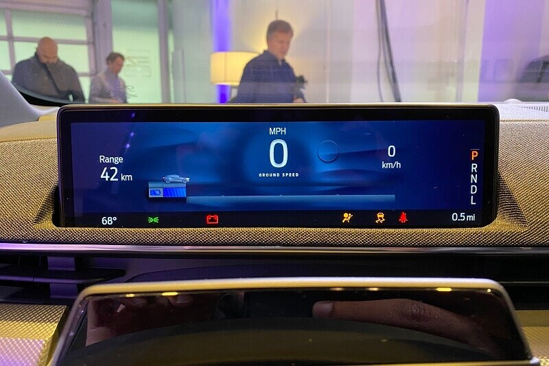 Carbon fiber trim is another performance touch inside the 2021 Mustang Mach-E.