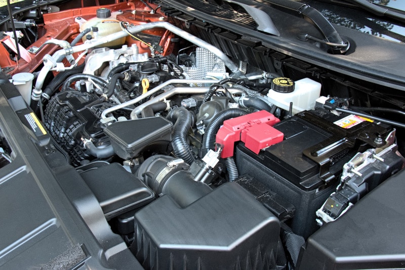 View of the engine block of the 2021 Nissan Rogue SV