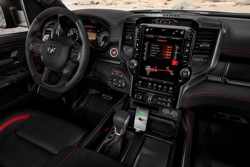View of the RAM 1500 TRX infotainment system