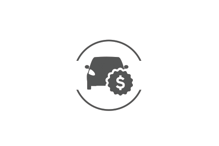 View current offers Icon of a dollar sign badge with a vehicle in silhouette
