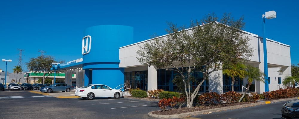 Find out about buying, servicing, and financing Honda vehicles at AutoNation Honda Clearwater Exterior view of AutoNation Honda Clearwater on a clear day