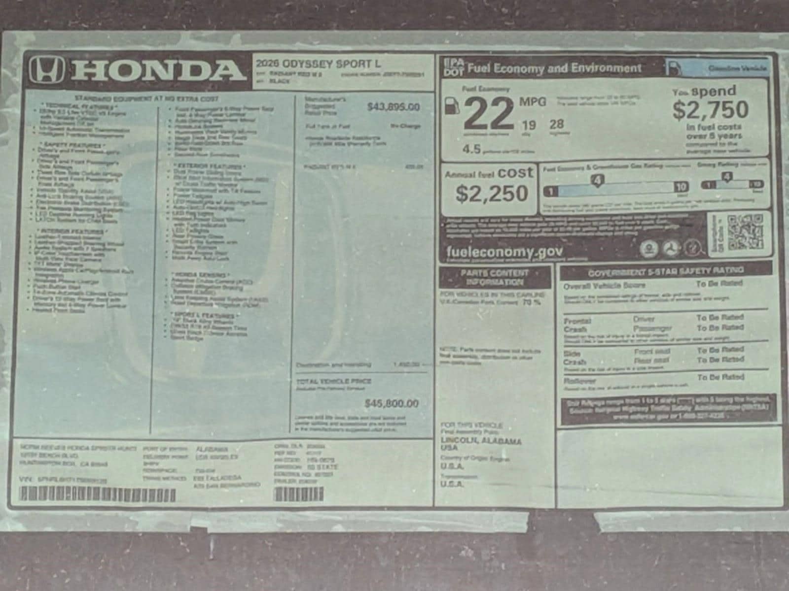 2026 Honda Odyssey Sport L - Photo 17