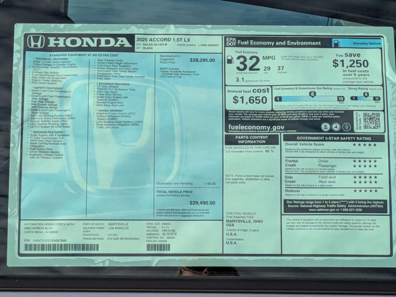 2025 Honda Accord LX - Photo 17