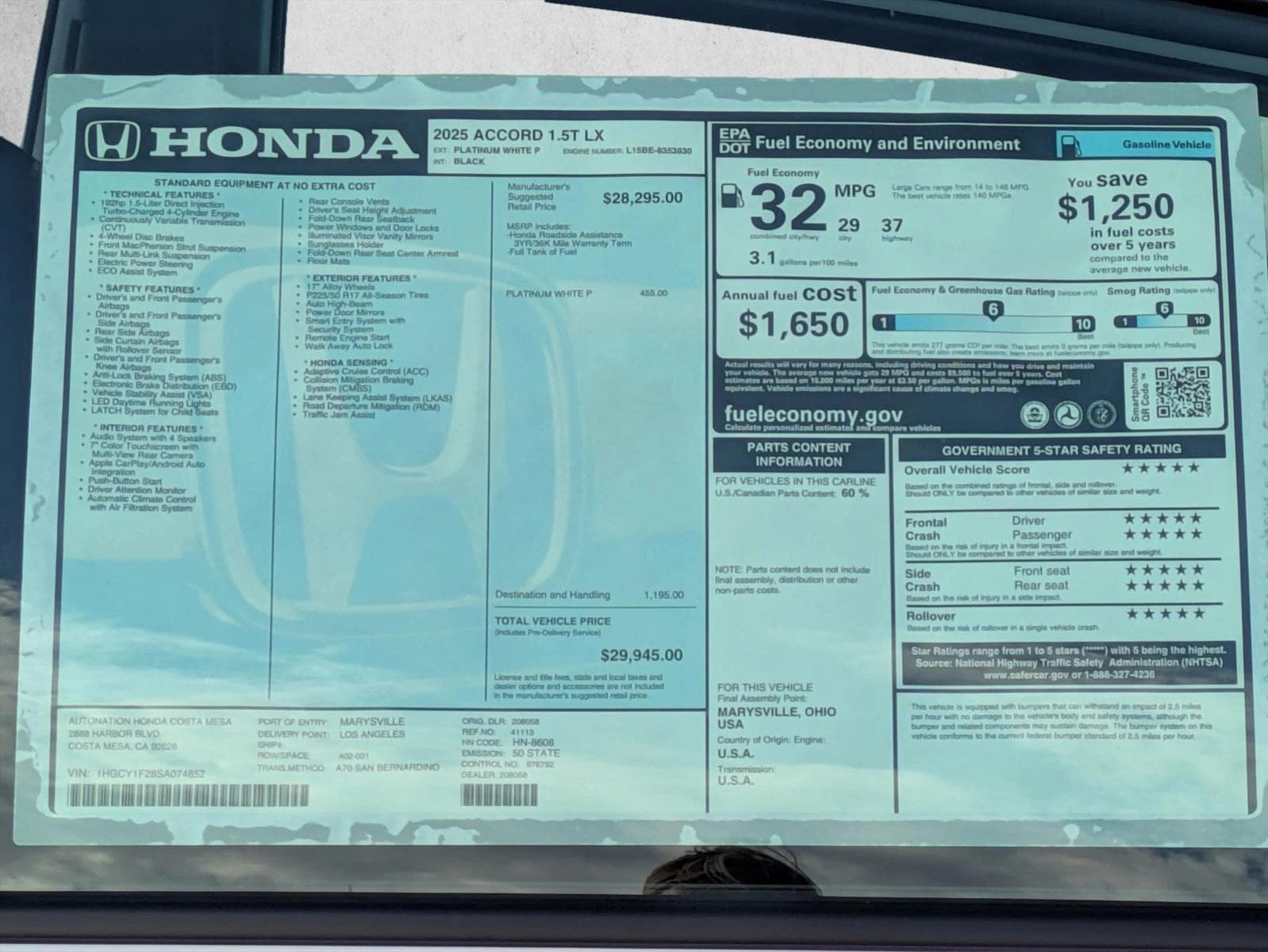 2025 Honda Accord LX - Photo 17