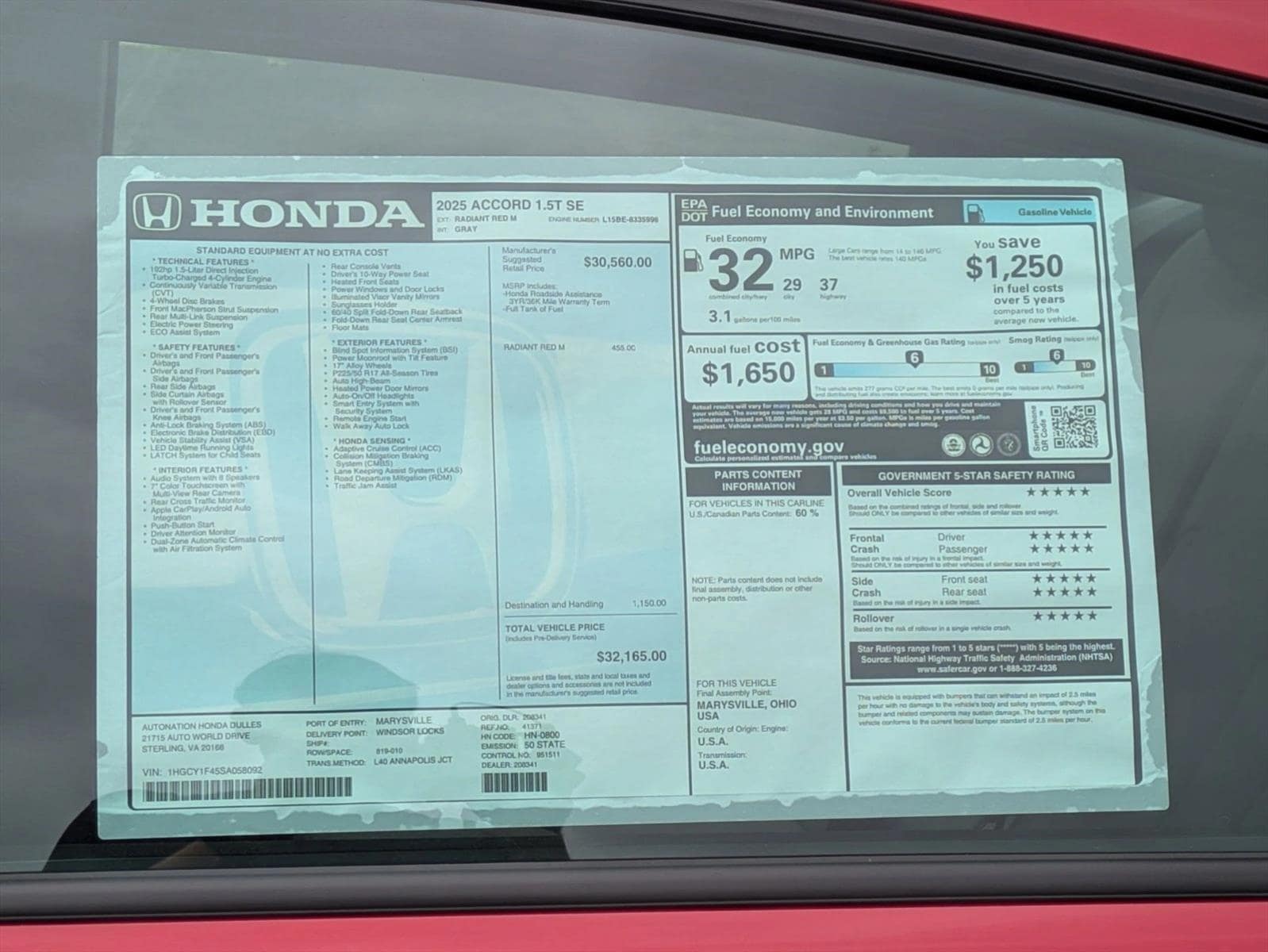 2025 Honda Accord SE - Photo 17