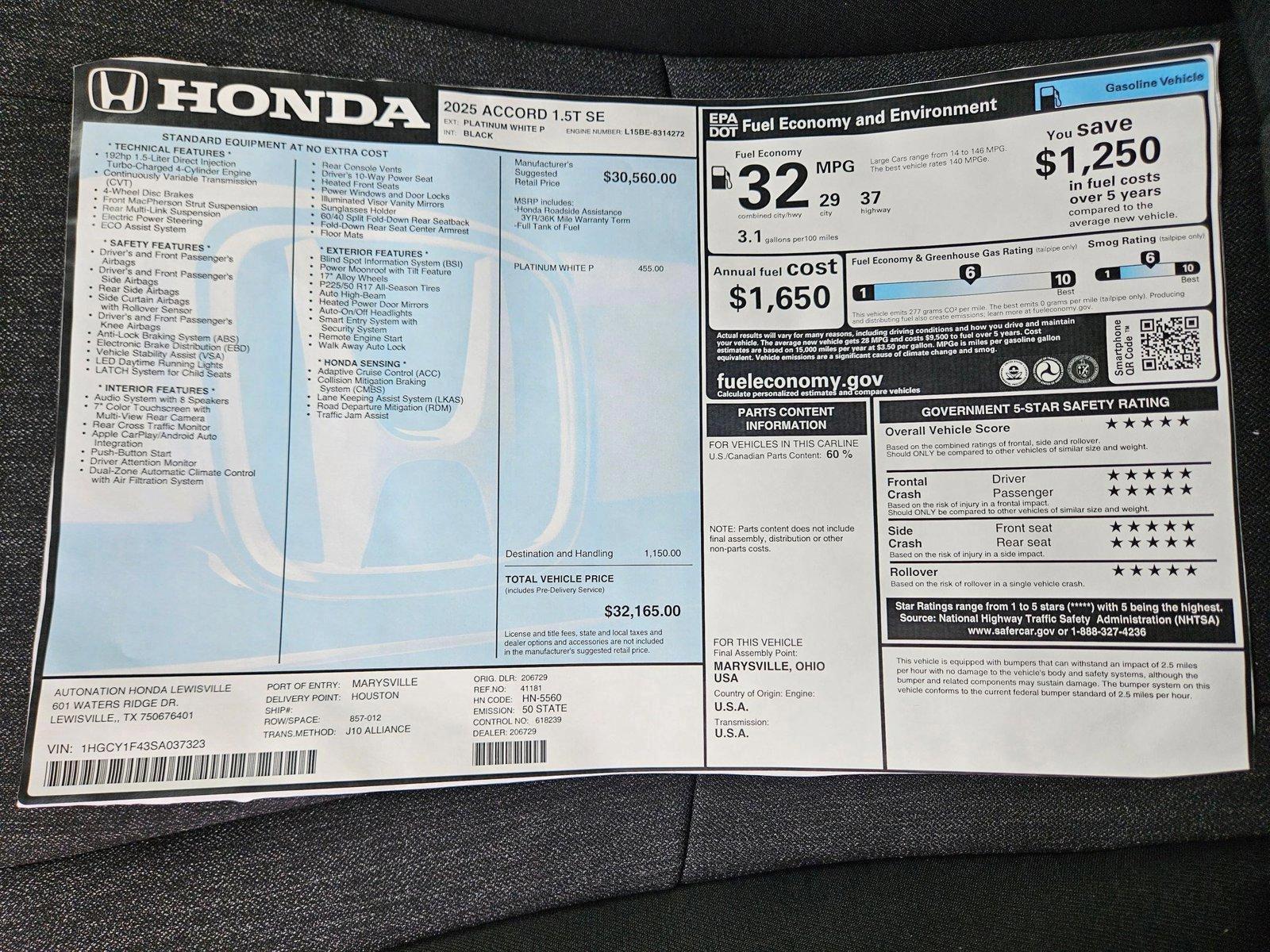 2025 Honda Accord SE - Photo 18