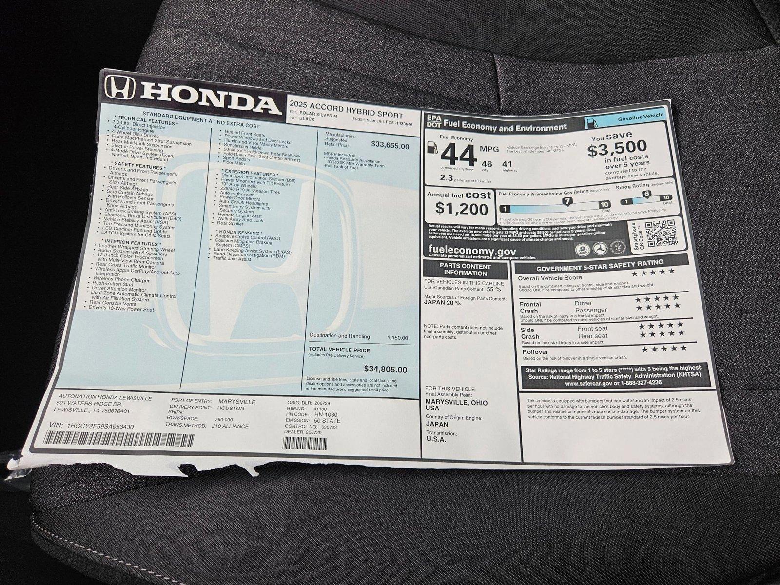 2025 Honda Accord Hybrid Sport - Photo 17