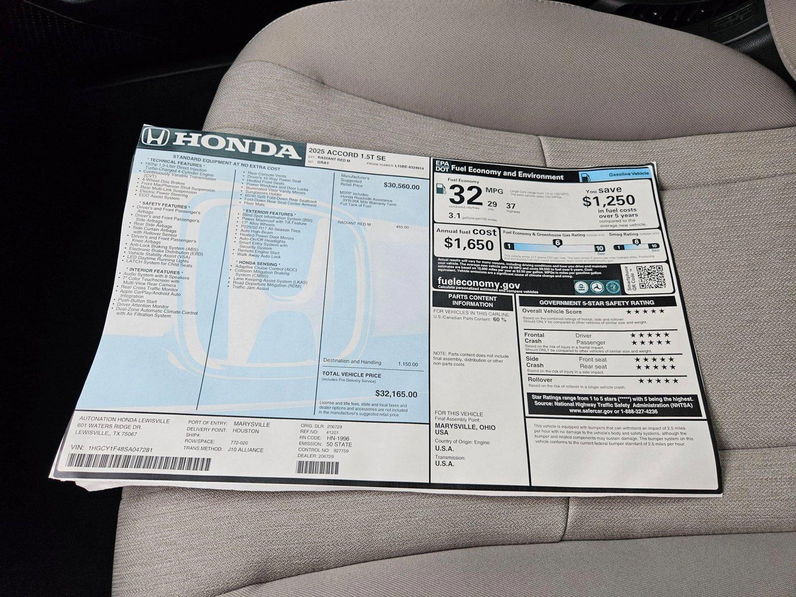 2025 Honda Accord SE - Photo 17