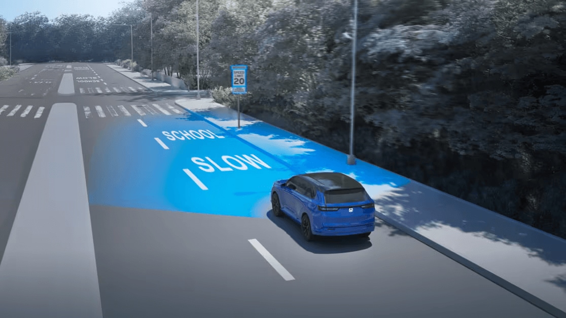 Learn about some of the features of Honda Sensing® safety and driver-assistive technology Rendered image of Traffic Sign Recognition