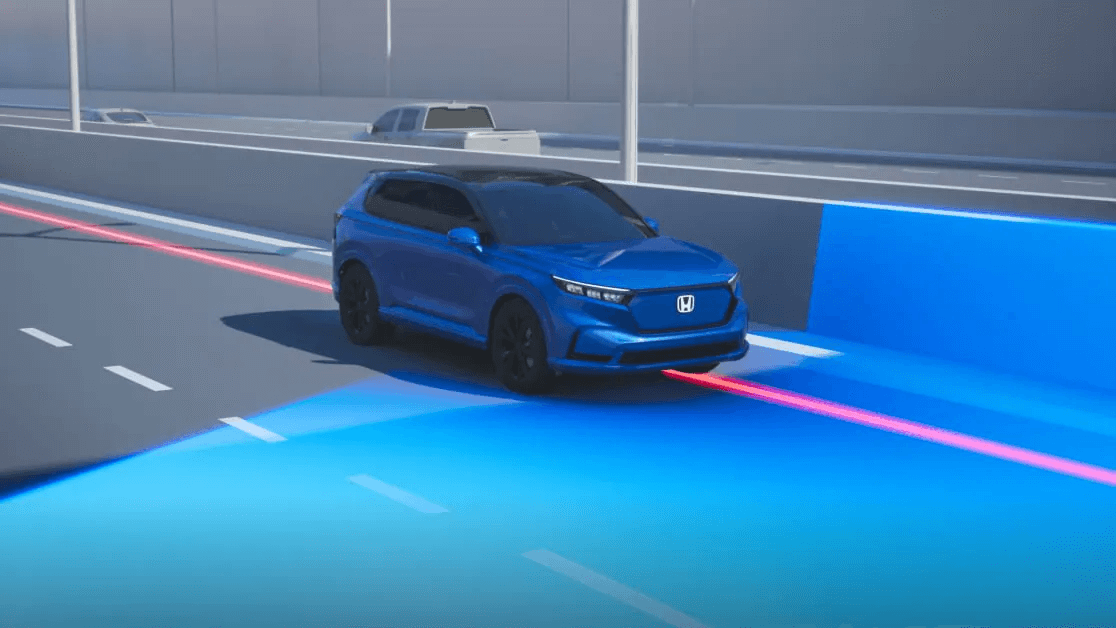 Learn about some of the features of Honda Sensing® safety and driver-assistive technology Rendered image of Road Departure Mitigation System