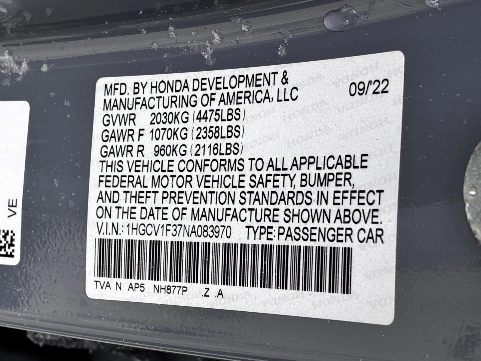 2022 HONDA ACCORD - Image 15