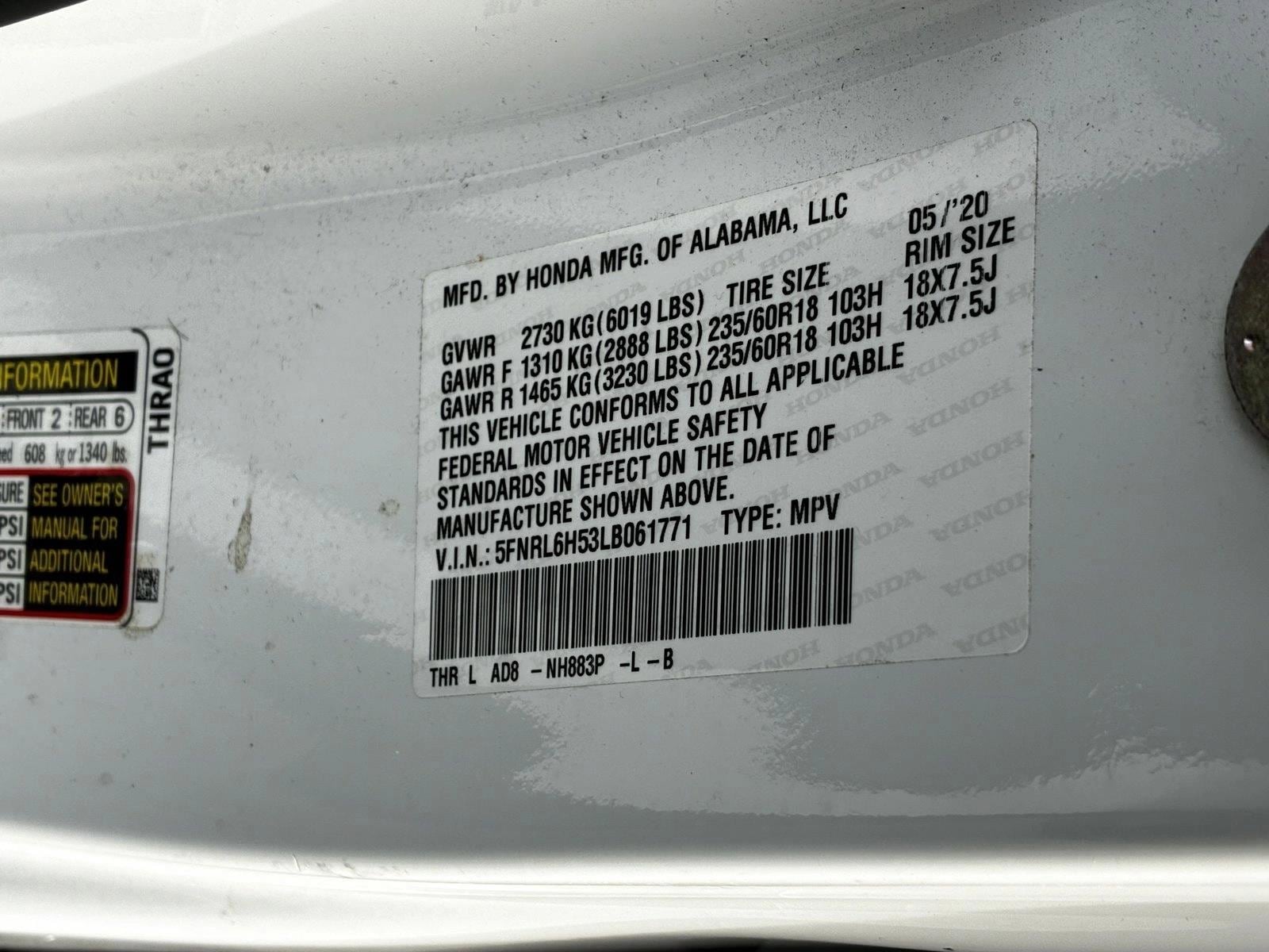 2020 HONDA ODYSSEY - Image 15