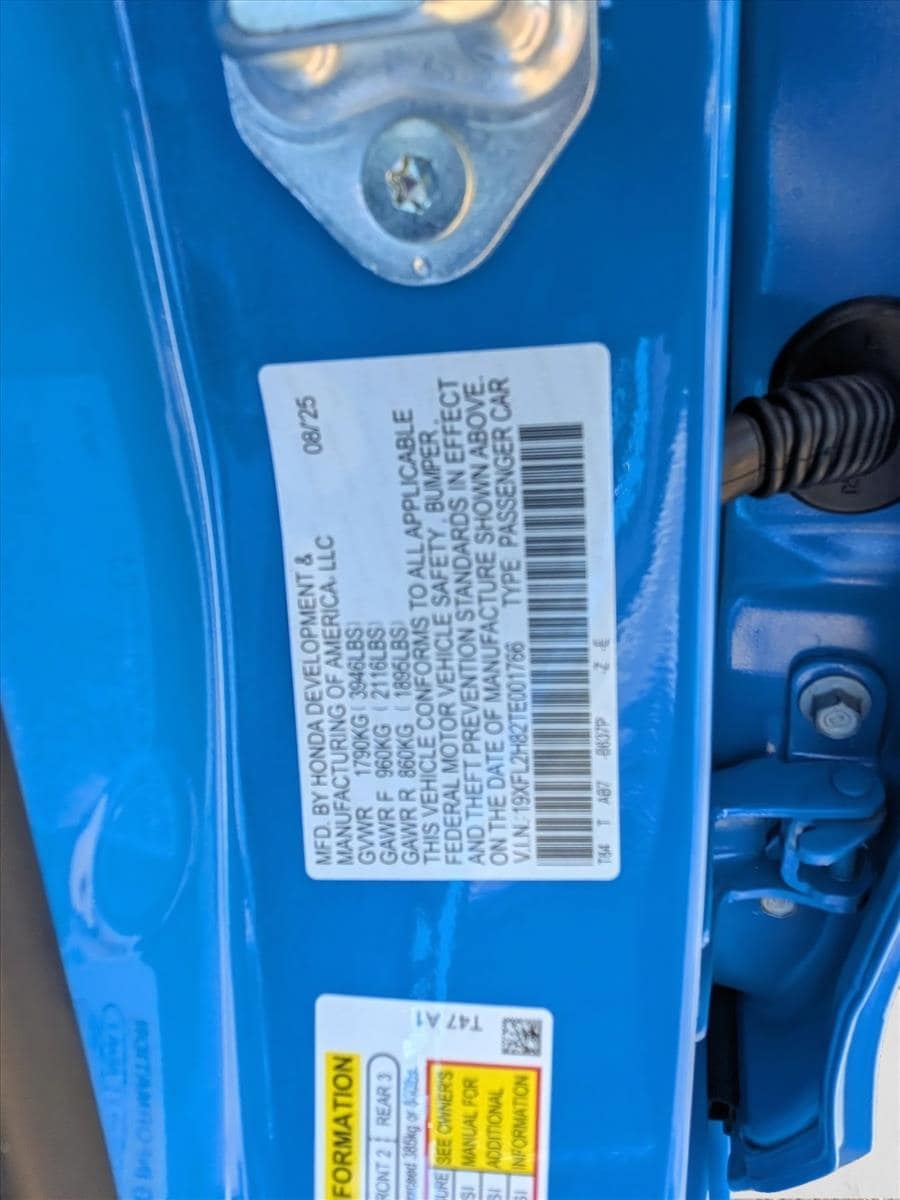 New 2026 Honda Civic For Sale Hatchback Boost Blue Pearl