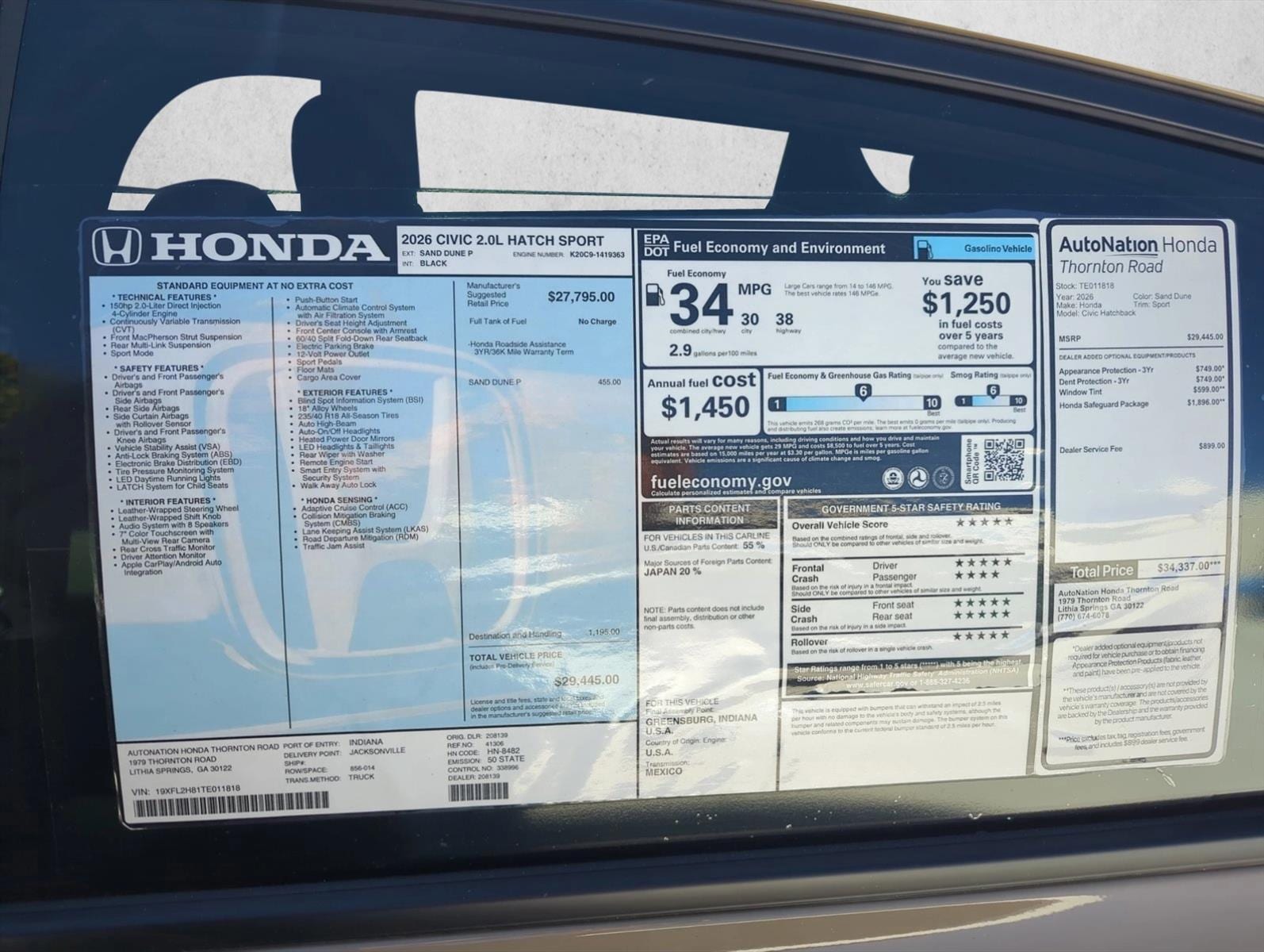 2026 Honda Civic Hatchback Sport - Photo 20