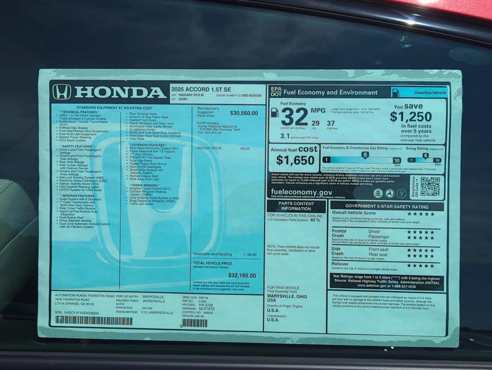 2025 Honda Accord SE - Photo 22
