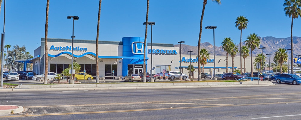 Exterior view of AutoNation Honda Tucson Auto Mall serving Catalina Foothills