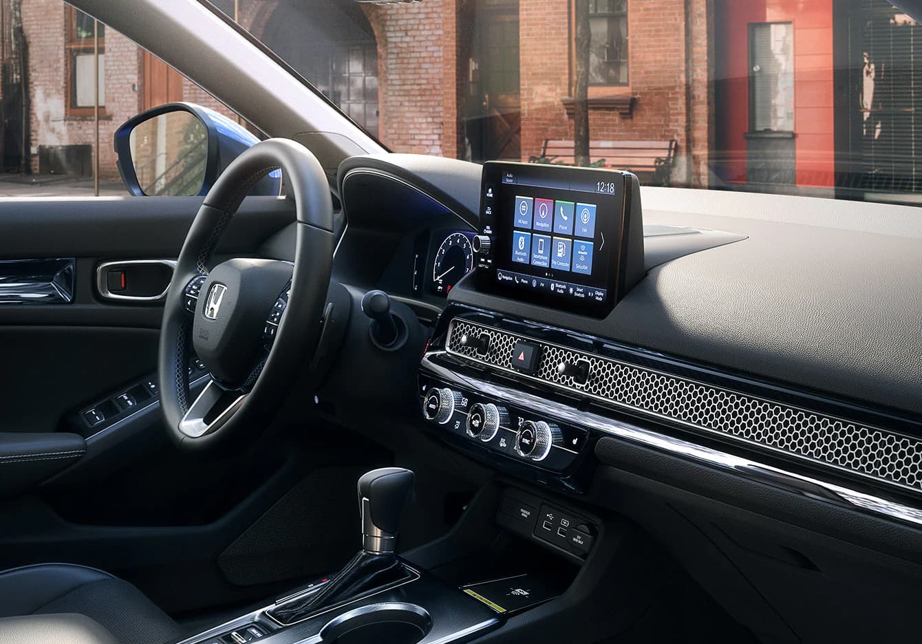 Black Leather Interior in 2022 Honda Civic Touring