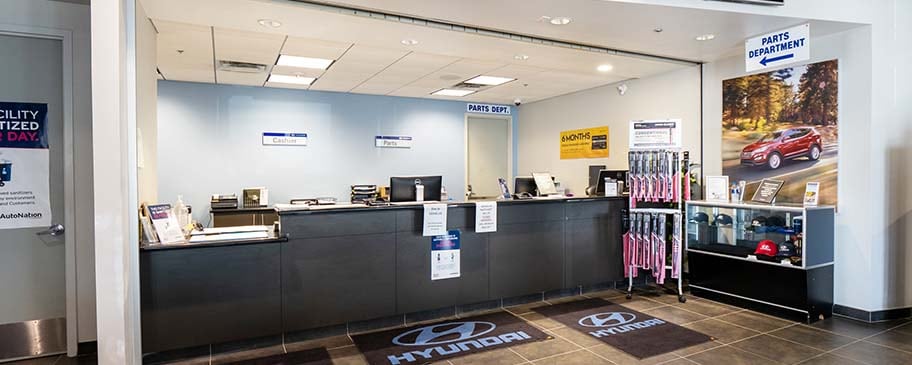 Interior view of Parts Department counter at AutoNation Hyundai Corpus Christi