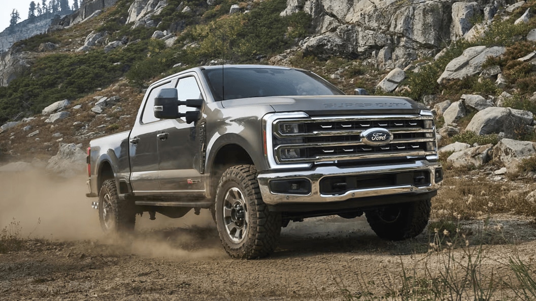 Ford SuperDuty F-Series truck driving off-road