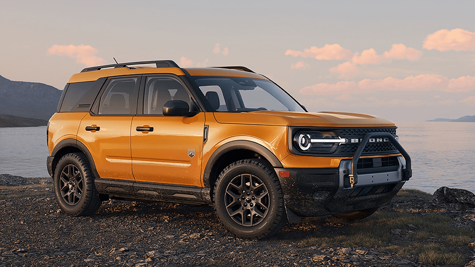 Ford Bronco Sport parked on a seaside cliff