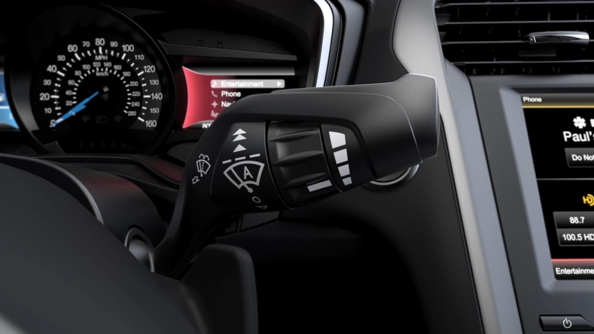 An image showing how to engage Ford's Rain Sensing Wipers