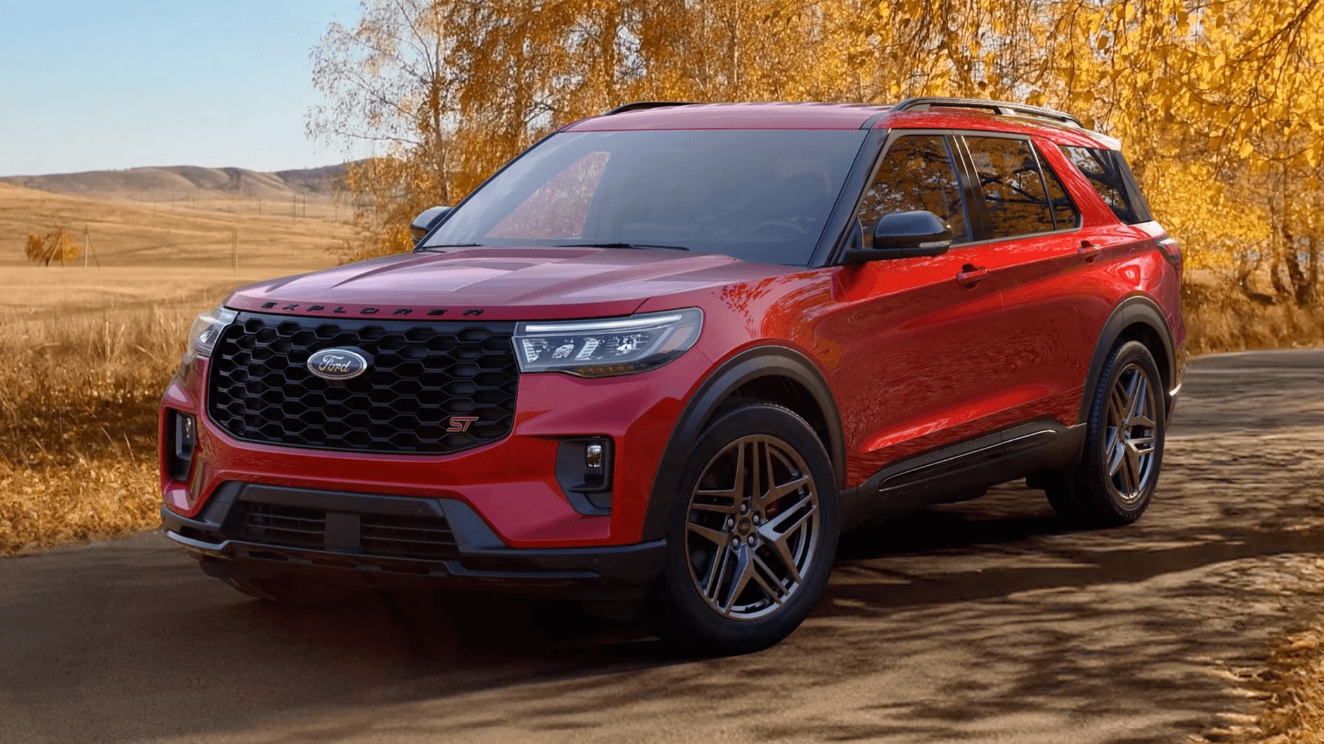 Exterior shot of a red Ford Explorer