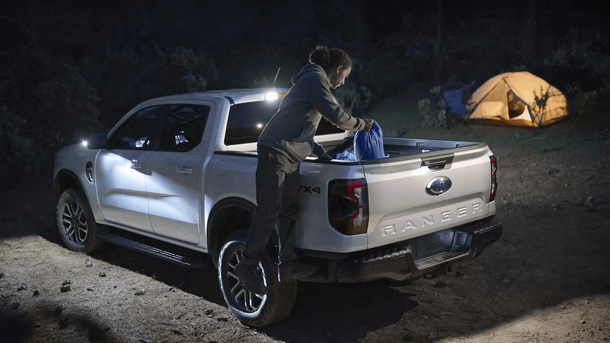 Learn about the cargo bed of the Ford Ranger Exterior shot of Ford Ranger zone lighting feature