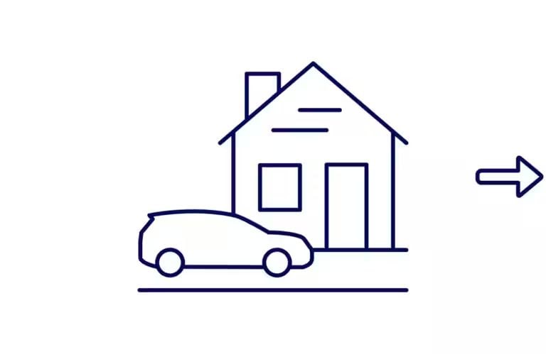 Illustration of a vehicle being picked up from a house