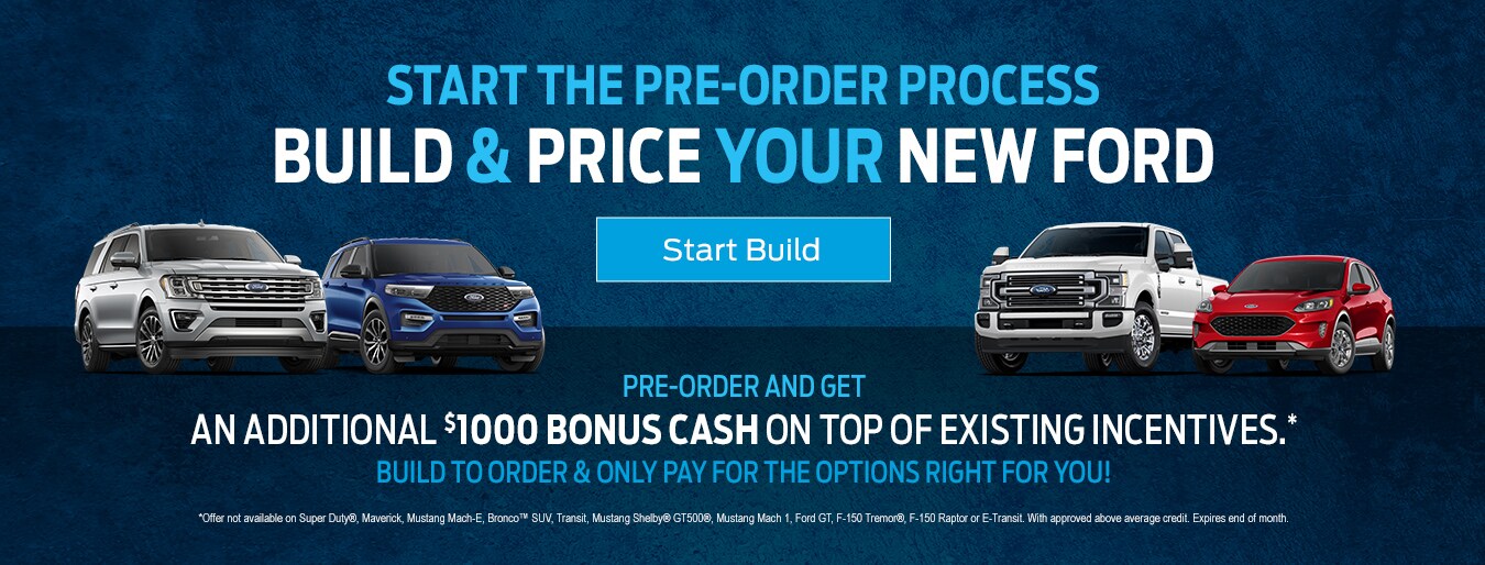 Four Ford vehicles with text that says start your pre-order