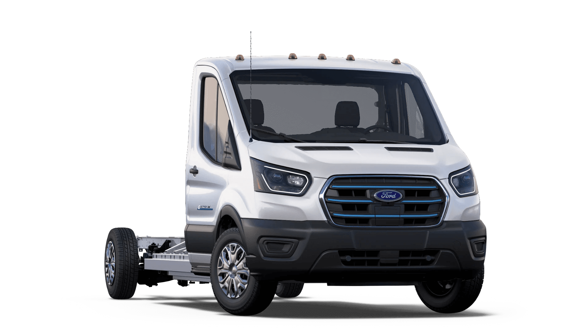 Rendered image of the Ford E-Transit Cutaway