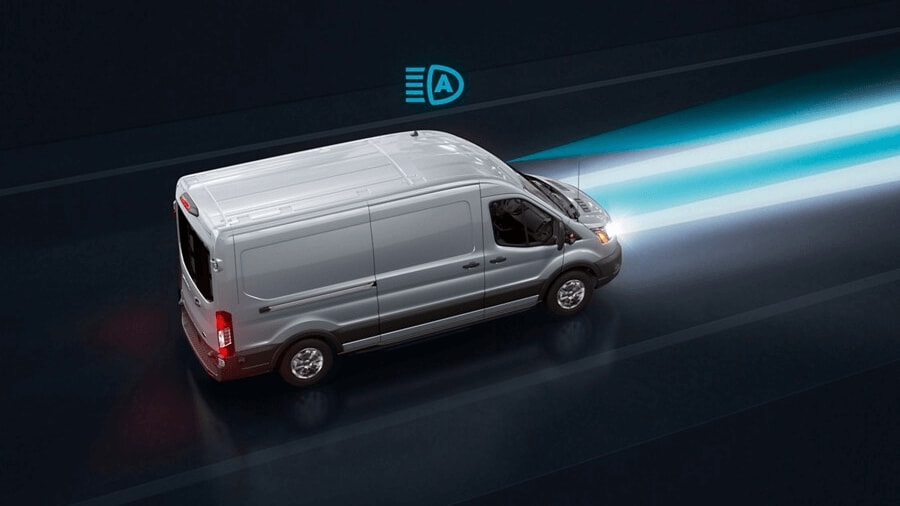 Rendered image showing the auto high-beam headlamps feature