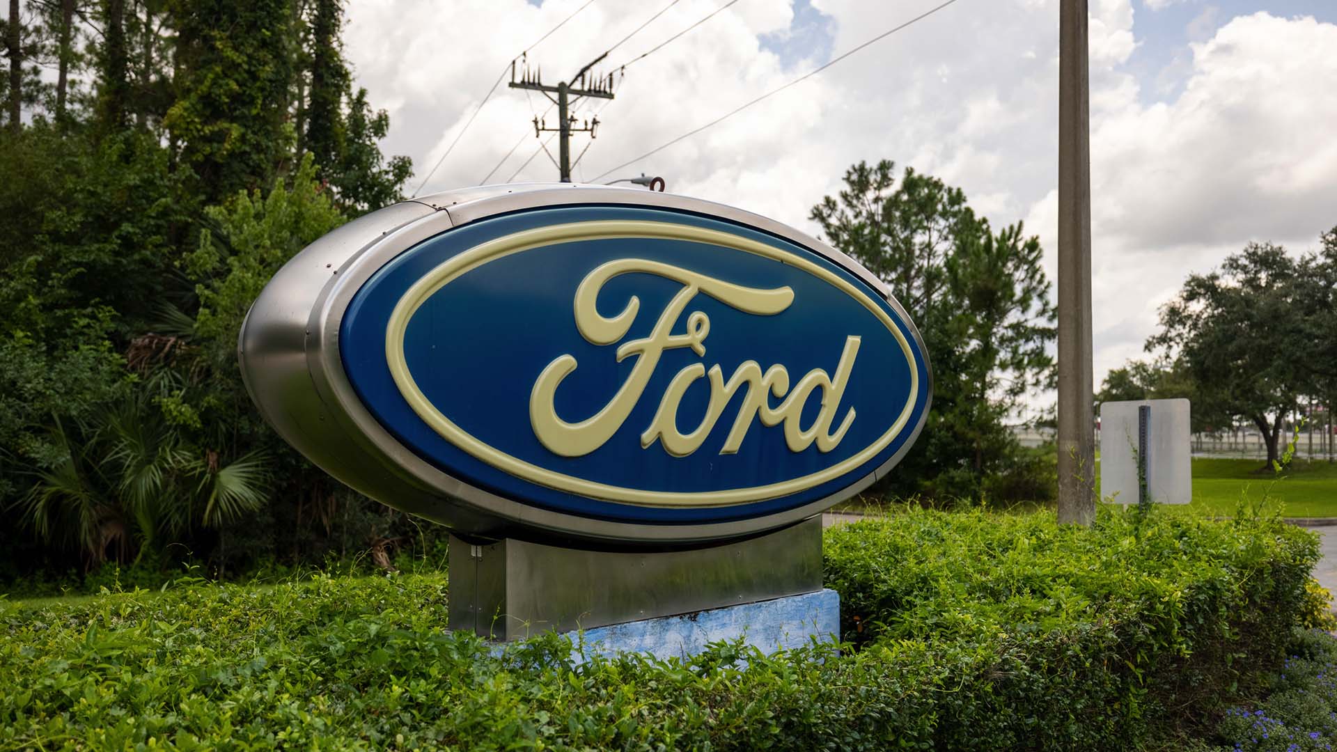 View of the Ford signage at AutoNation Ford Sanford
