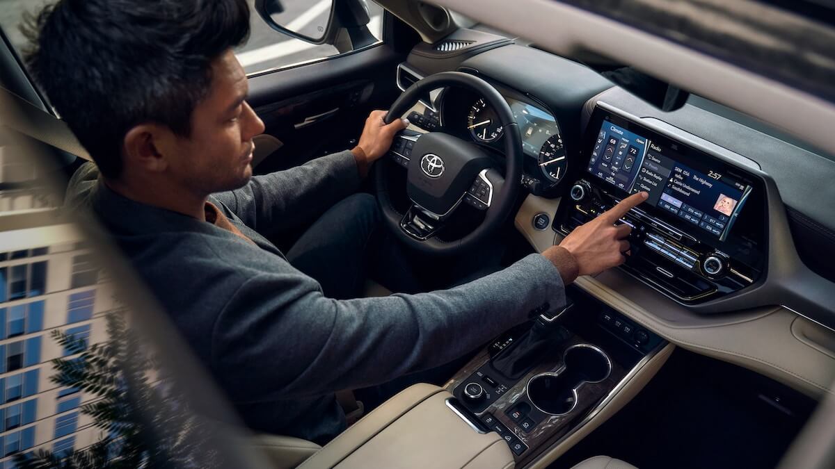 2021 Toyota Highlander Platinum interior in Harvest Beige leather trim