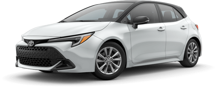 Toyota Corolla Hatchback in Wind Chill Pearl with Midnight Black Metallic roof Wind Chill Pearl with Midnight Black
Metallic roof