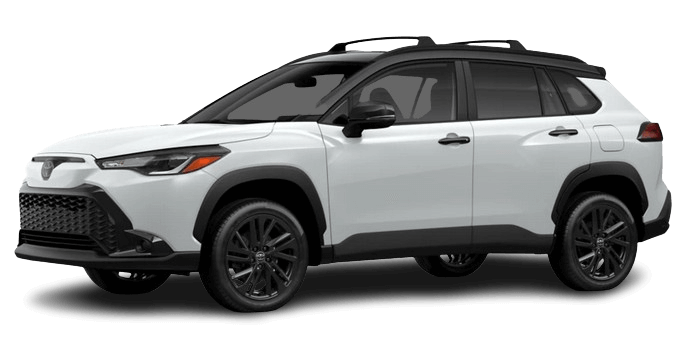 Learn about the 2025 Toyota Corolla Cross exterior color options 2025 Toyota Corolla Cross in Wind Chill Pearl with Jet Black roof