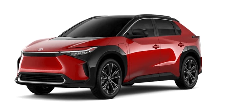 Learn about the 2025 bZ4X exterior color options 2025 bZ4X in Supersonic Red Black Roof