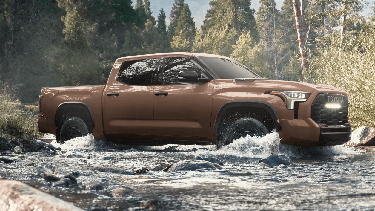 Learn about the lifting options for the Toyota Tundra Toyota Tundra TRD Pro traveling through a body of water
