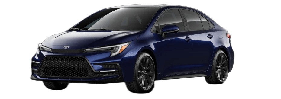  A midnight blue Toyota Corolla