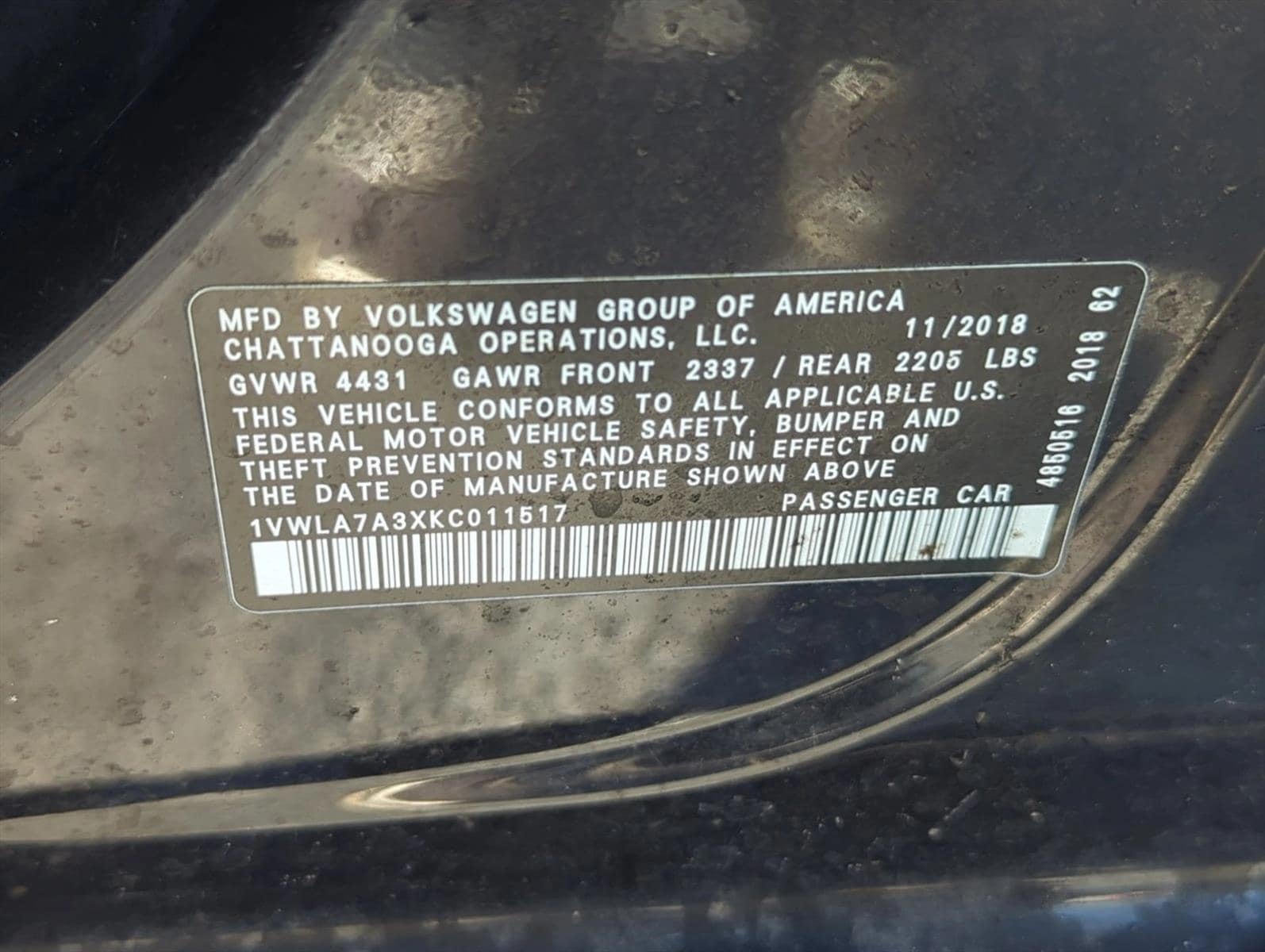 1VWLA7A3XKC011517