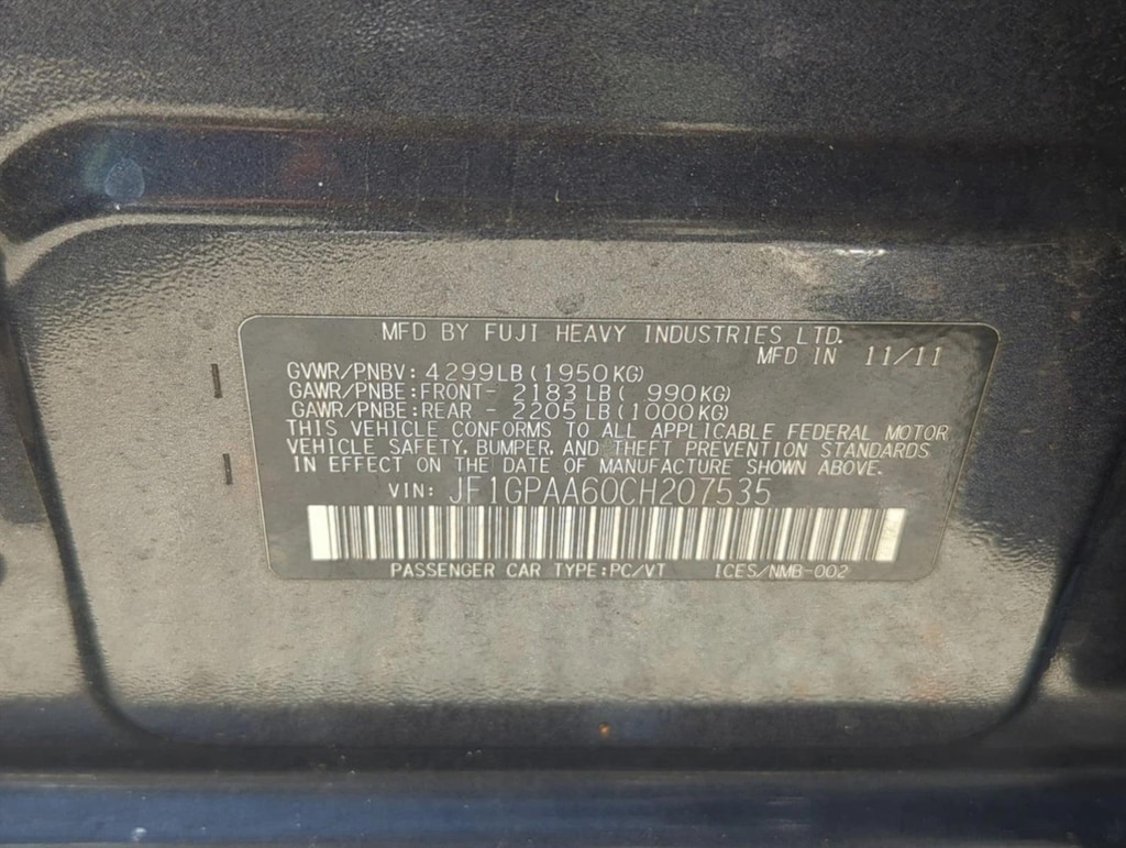 Used 2012 Subaru Impreza 2.0i Sedan