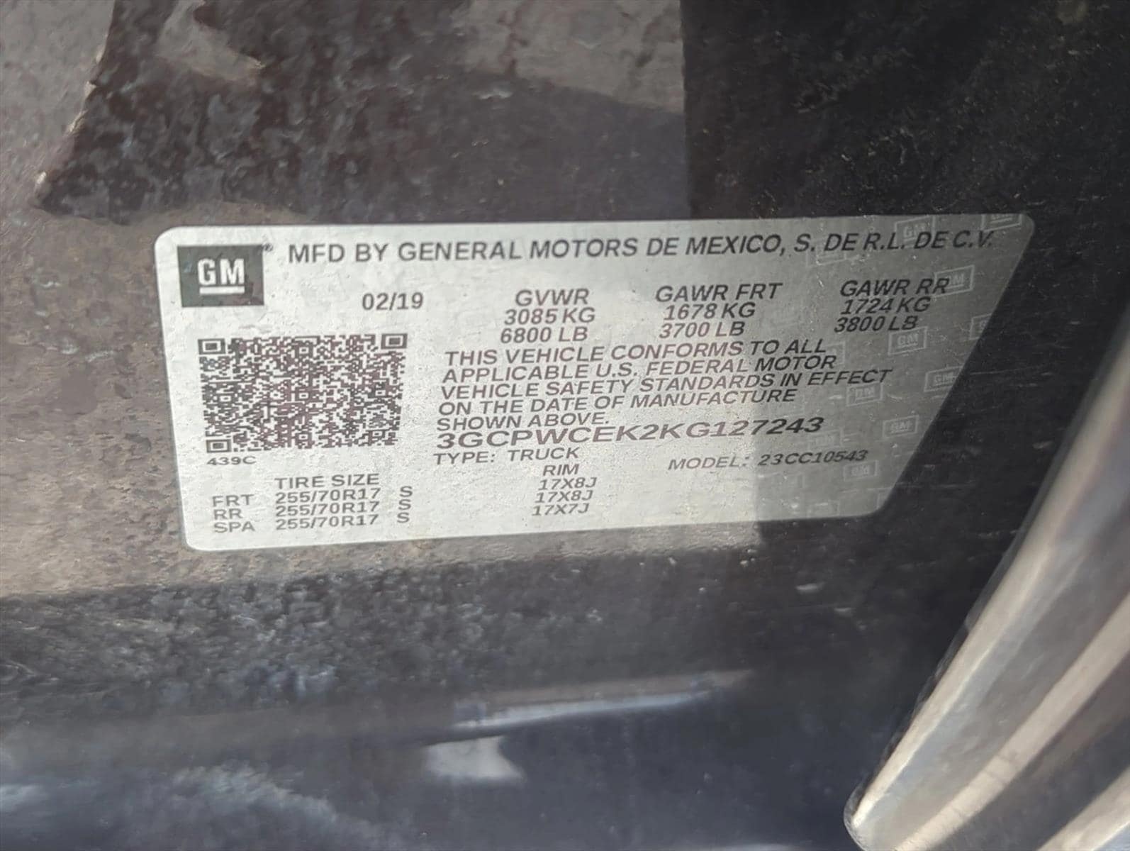 3GCPWCEK2KG127243