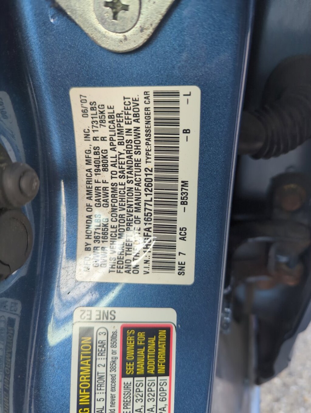 Used 2007 Honda Civic LX Sedan