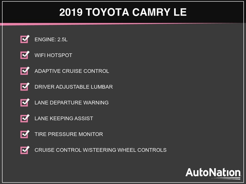 Certified 2019 Toyota Camry LE Sedan