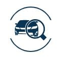 car with magnifying glass icon