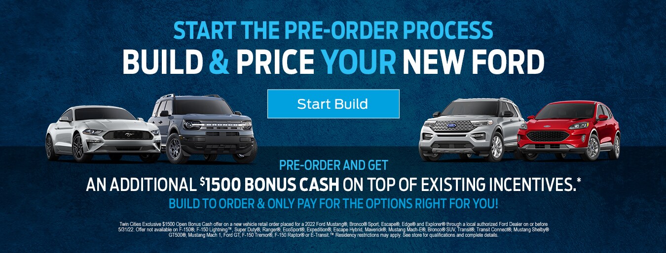 Ford Cars and Trucks with text that says start your pre-order