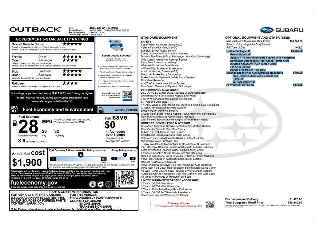 Used 2025 Subaru Outback Premium