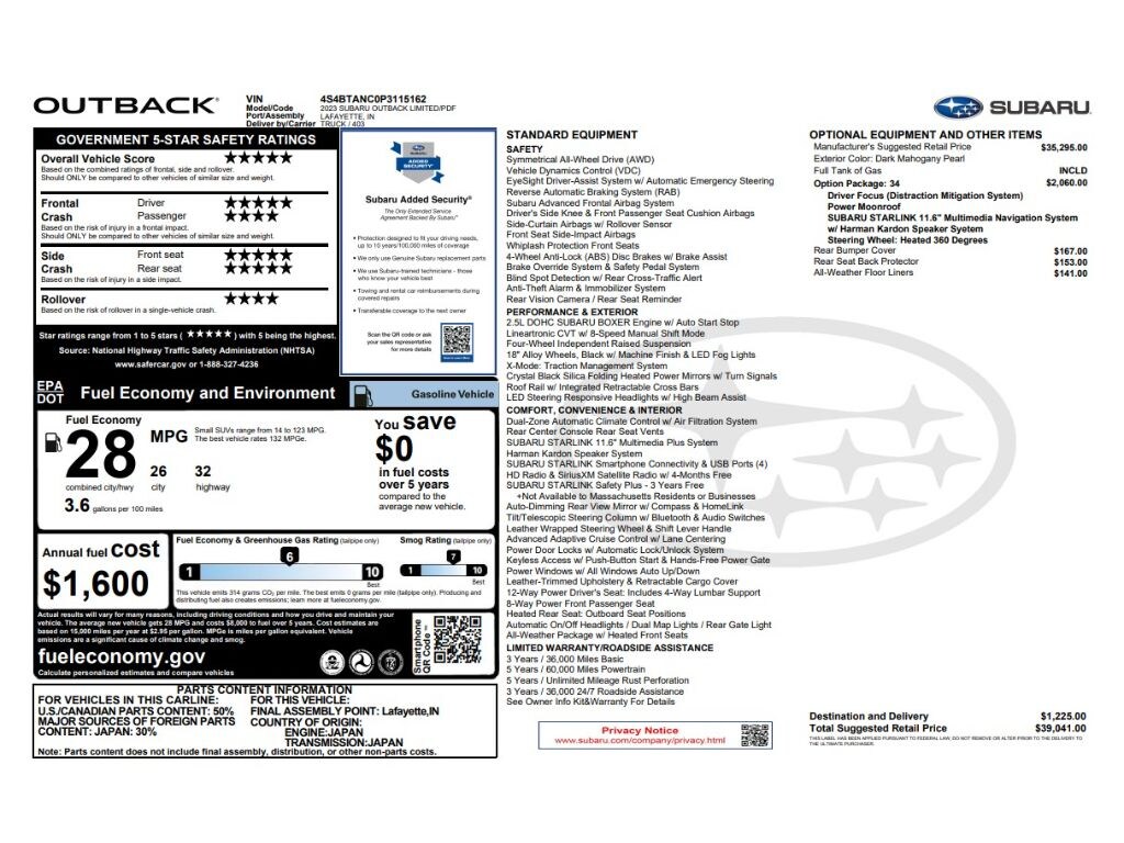 Used 2023 Subaru Outback Limited
