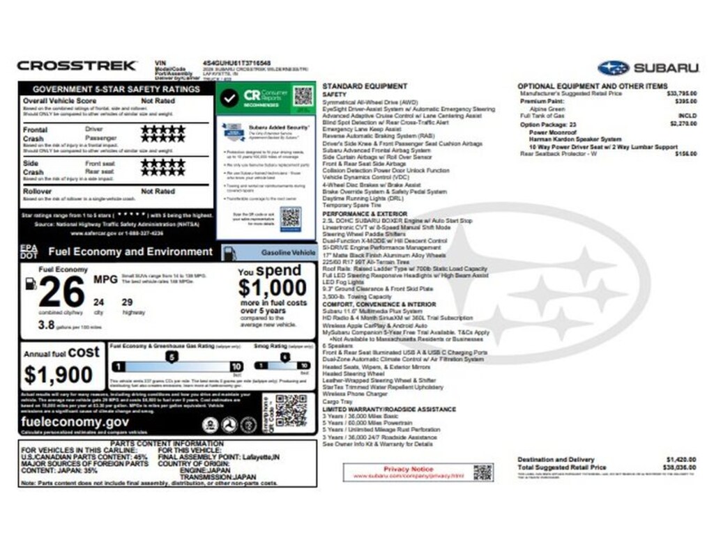 Used 2026 Subaru Crosstrek Wilderness