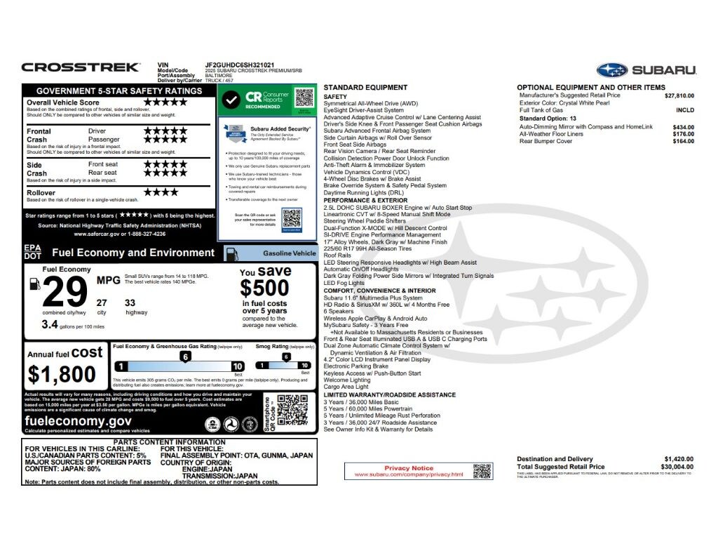 Used 2025 Subaru Crosstrek Premium