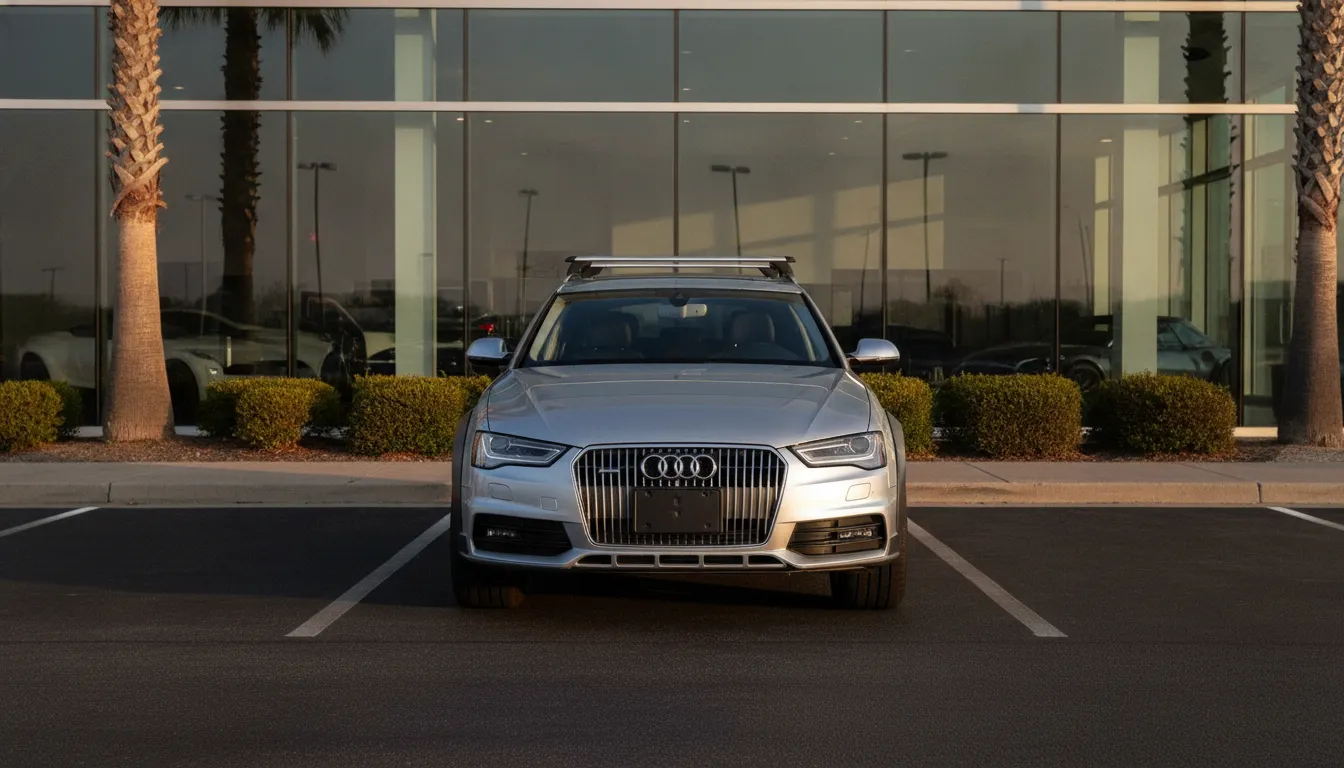 Used Audi A6 allroad wagon with roof rails parked at a Plano dealership